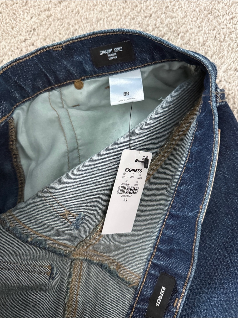 Express straight ankle, high-rise stretch, jeans - Picture 7 of 11